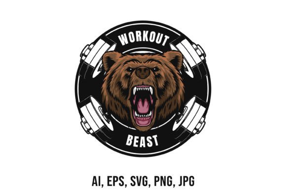 Download Workout Logo Template with Bear Mascot - Bear mascot Collection