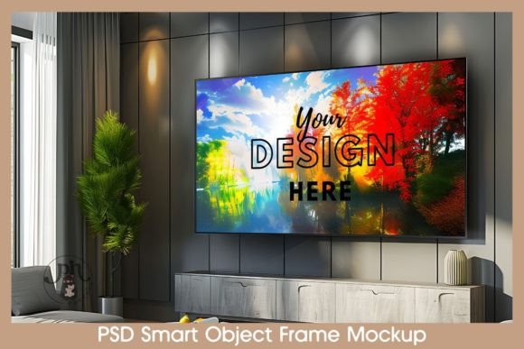 Download Frame TV Art Horizontal Mockup PSD File - Premium Resources