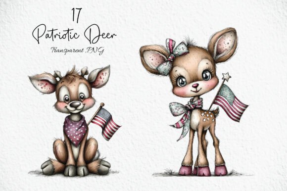Download Whimsical USA Patriotic Deer Clipart - Deer clipart Collection