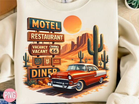Download Retro Route 66 Desert Classic Car PNG - Car png Collection